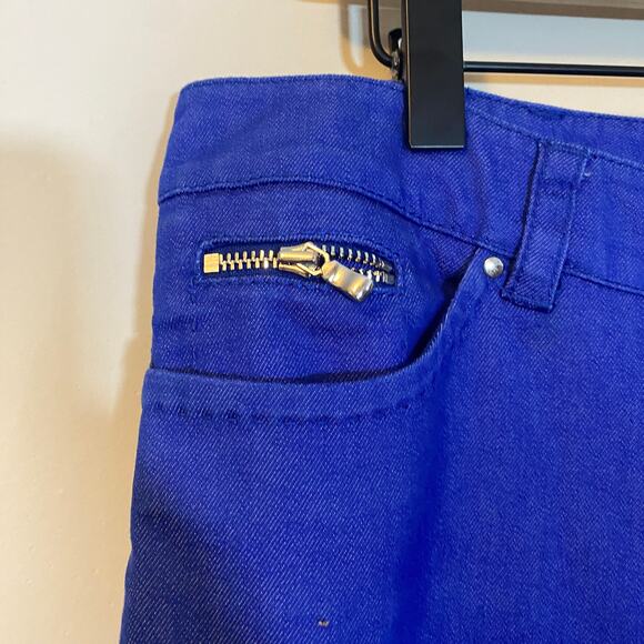 Etcetera Bright Royal Blue Tapered Leg Jeans Ankle Zipper Mid Rise Sz 8 - Picture 2 of 9
